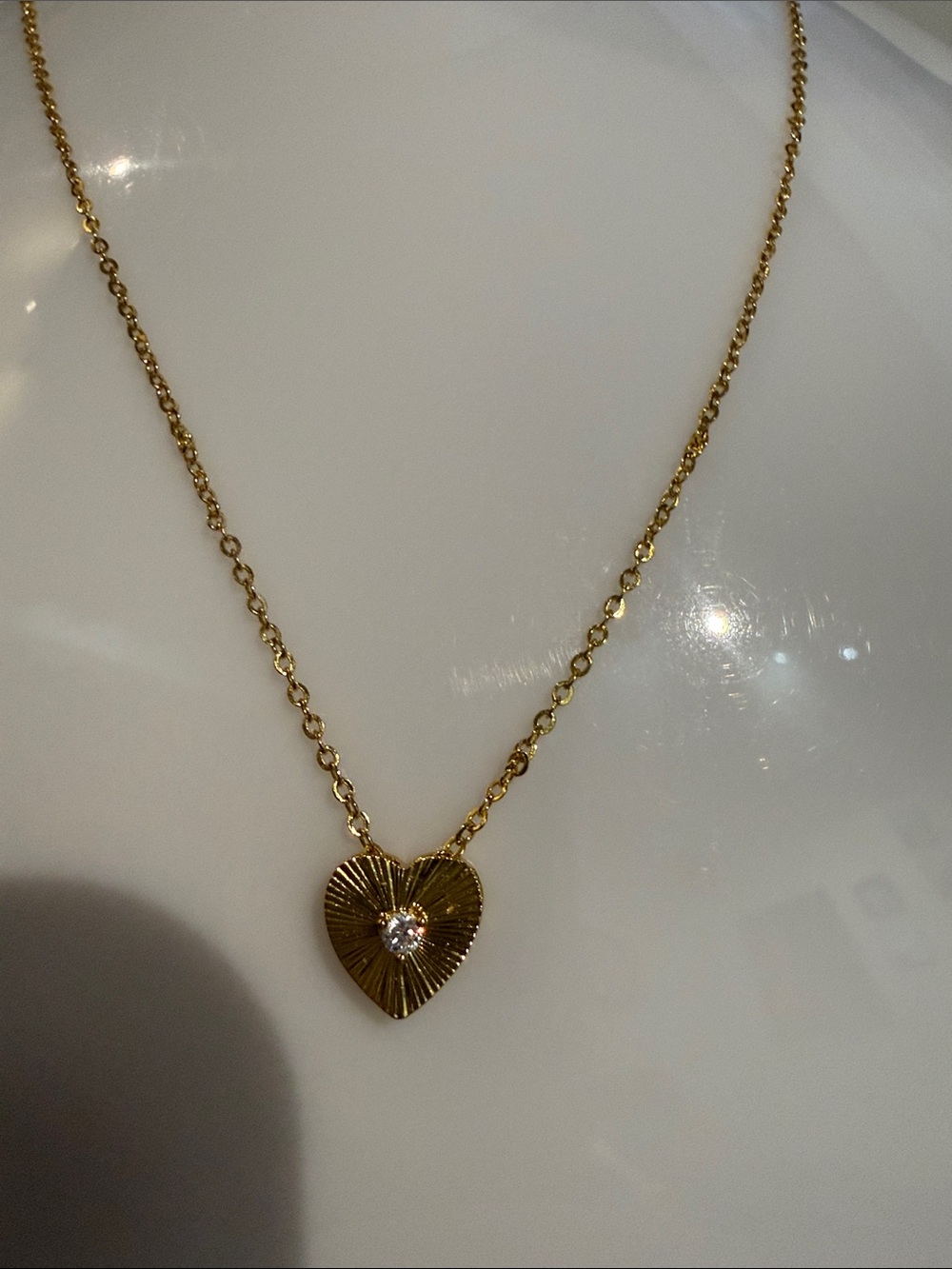 minimalist heart necklace Gold plated stamped